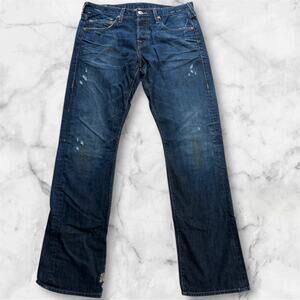 True Religion Mens Jeans Bobby Straight Dark Wash Size 33x33 Distressed
